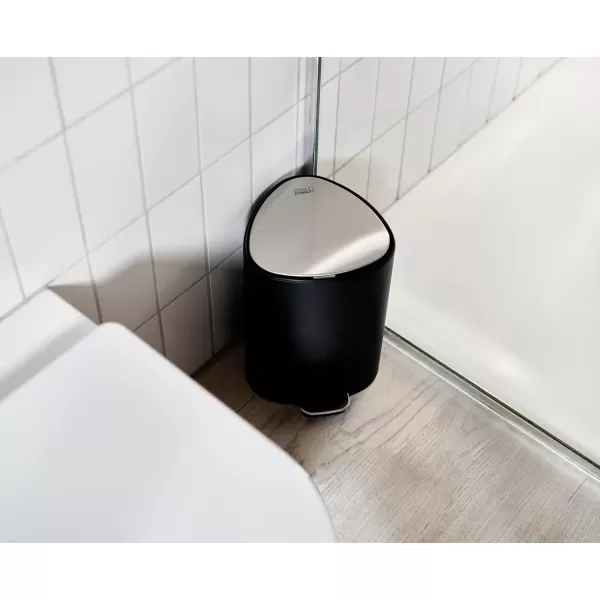 imageJoseph Joseph EasyStore Stainless Steel 5 Liter13 Gallon Pedal Trash Can with Bin Liner Storage SoftClose Lid Removable Inner Bucket for Bathroom Bedroom Office Matt BlackBlack