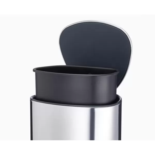 imageJoseph Joseph EasyStore Stainless Steel 5 Liter13 Gallon Pedal Trash Can with Bin Liner Storage SoftClose Lid Removable Inner Bucket for Bathroom Bedroom Office Matt BlackStainless steel