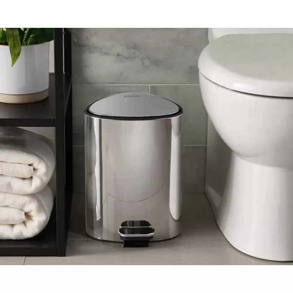 imageJoseph Joseph EasyStore Stainless Steel 5 Liter13 Gallon Pedal Trash Can with Bin Liner Storage SoftClose Lid Removable Inner Bucket for Bathroom Bedroom Office Matt BlackStainless steel