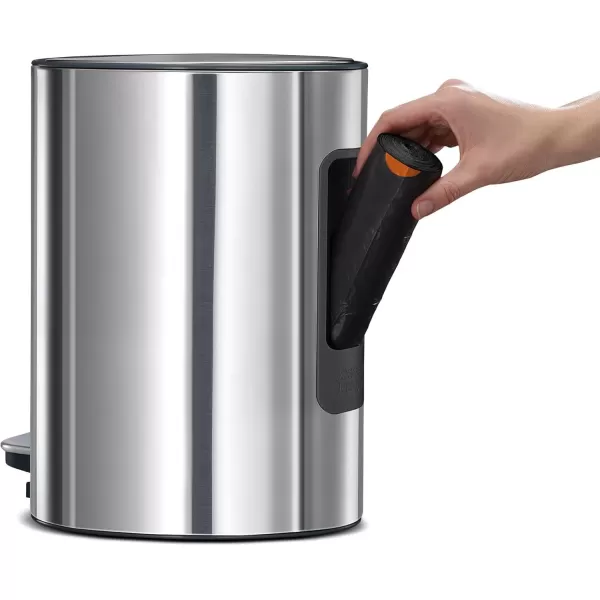 imageJoseph Joseph EasyStore Stainless Steel 5 Liter13 Gallon Pedal Trash Can with Bin Liner Storage SoftClose Lid Removable Inner Bucket for Bathroom Bedroom Office Matt BlackStainless steel