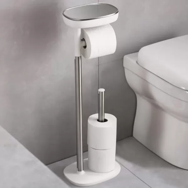imageJoseph Joseph 70518 EasyStore Butler Toilet Paper Holder Stand and Spare Roll Storage with Shelf and Drawer Stainless Steel 1 EAStand