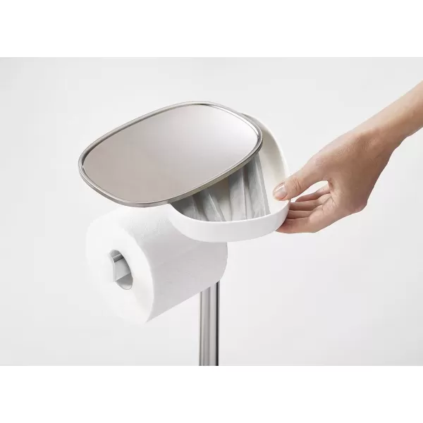 imageJoseph Joseph 70518 EasyStore Butler Toilet Paper Holder Stand and Spare Roll Storage with Shelf and Drawer Stainless Steel 1 EAStand with Toilet Brush