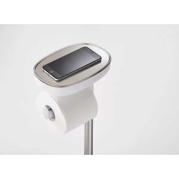 imageJoseph Joseph 70518 EasyStore Butler Toilet Paper Holder Stand and Spare Roll Storage with Shelf and Drawer Stainless Steel 1 EAStand with Toilet Brush