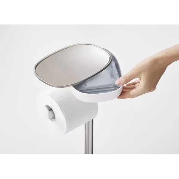 imageJoseph Joseph 70518 EasyStore Butler Toilet Paper Holder Stand and Spare Roll Storage with Shelf and Drawer Stainless Steel 1 EAStand with Toilet Brush