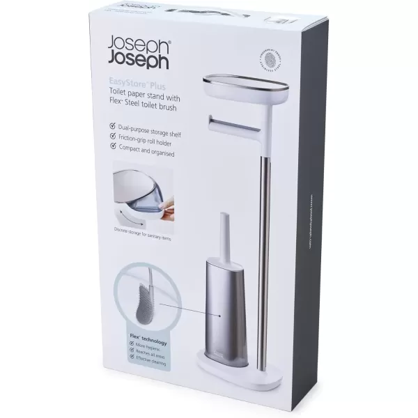 imageJoseph Joseph 70518 EasyStore Butler Toilet Paper Holder Stand and Spare Roll Storage with Shelf and Drawer Stainless Steel 1 EAStand with Toilet Brush