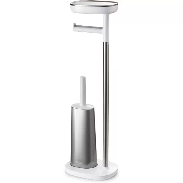 imageJoseph Joseph 70518 EasyStore Butler Toilet Paper Holder Stand and Spare Roll Storage with Shelf and Drawer Stainless Steel 1 EAStand with Toilet Brush