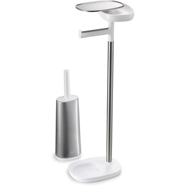 imageJoseph Joseph 70518 EasyStore Butler Toilet Paper Holder Stand and Spare Roll Storage with Shelf and Drawer Stainless Steel 1 EAStand with Toilet Brush