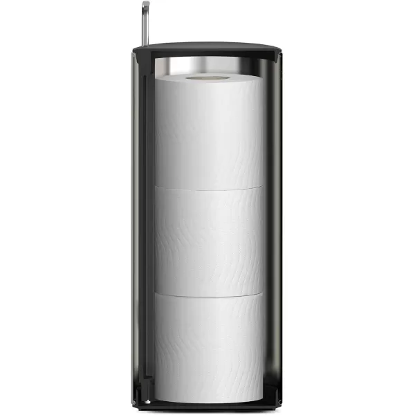 imageJoseph Joseph EasyStore Luxe Stainless Steel Concealed Toilet Paper Holder Stand Storage with Lid Hods up to 3 RollsHolder
