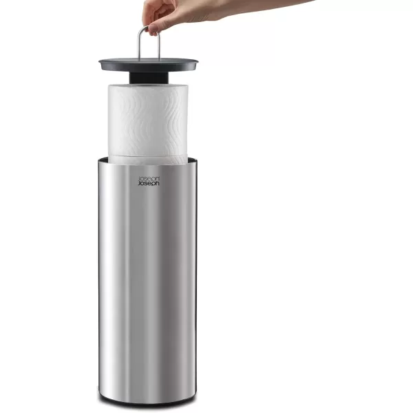 imageJoseph Joseph EasyStore Luxe Stainless Steel Concealed Toilet Paper Holder Stand Storage with Lid Hods up to 3 RollsHolder