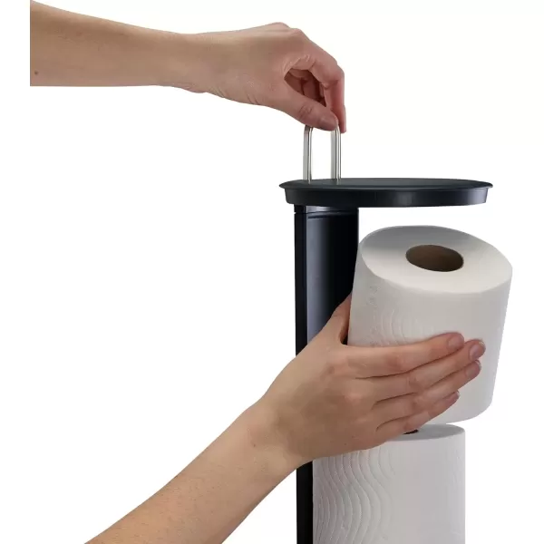 imageJoseph Joseph EasyStore Luxe Stainless Steel Concealed Toilet Paper Holder Stand Storage with Lid Hods up to 3 RollsHolder