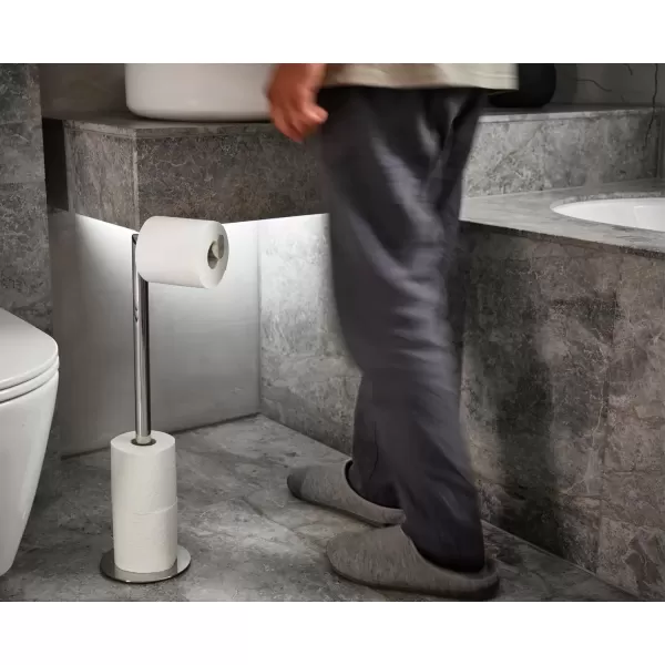 imageJoseph Joseph EasyStore Luxe Stainless Steel Concealed Toilet Paper Holder Stand Storage with Lid Hods up to 3 RollsStand