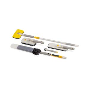 imageJoseph Joseph CleanTech 6Piece Cleaning Set with Extension Handle Includes Glass Cleaner wSqueegee Tile Scrubber Grout Brush Surface Cleaner and Duster with Telescopic Pole