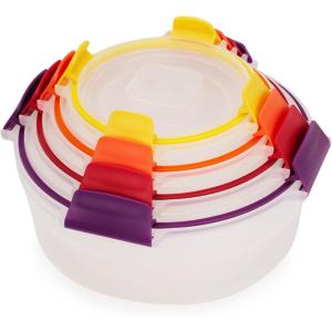 imageJoseph Joseph Nest Lock 8piece Plastic BPA Free Food Storage Container Set with Lockable Airtight Leakproof Lids  RedBlue