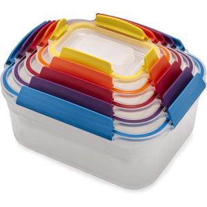 imageJoseph Joseph Nest Lock 8piece Plastic BPA Free Food Storage Container Set with Lockable Airtight Leakproof Lids  RedMultiColor