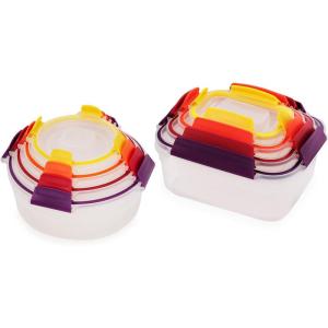 imageJoseph Joseph Nest Lock 8piece Plastic BPA Free Food Storage Container Set with Lockable Airtight Leakproof Lids  RedMulticolor