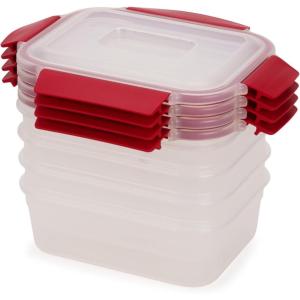 imageJoseph Joseph Nest Lock 8piece Plastic BPA Free Food Storage Container Set with Lockable Airtight Leakproof Lids  RedRed