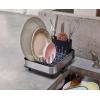 imageJoseph Joseph Extend Slim Steel Expandable Dish Drying Rack with Removable Cutlery Holder and Swivel Draining Spout Compact Design Grey