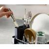 imageJoseph Joseph Extend Slim Steel Expandable Dish Drying Rack with Removable Cutlery Holder and Swivel Draining Spout Compact Design Grey
