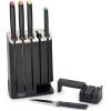 imageJoseph Joseph Elevate Knives SlimBlock Stainless Steel 7 Piece Kitchen Knife Block Set with ceramic sharpener  Black