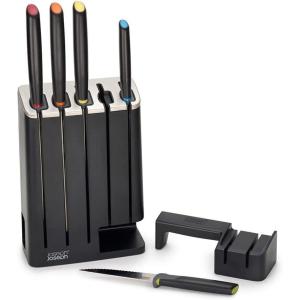 imageJoseph Joseph Elevate Knives SlimBlock Stainless Steel 7 Piece Kitchen Knife Block Set with ceramic sharpener  Black
