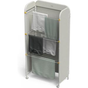imageJoseph Joseph Eclipse 3Tier Adjustable Laundry Drying Rack Integrated Fabric Cover Foldable with Wheels Heavy Duty Ecru