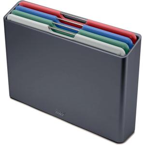 imageJoseph Joseph Folio Icon  4 piece food specific nonslip colorcoded Cutting Board Set with Storage Case Regular MulticolorMulticolourGraphite