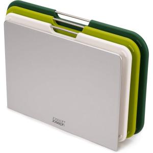imageJoseph Joseph Nest Large 3Piece Color coded Cutting Board Set with Storage Stand Large  GreyGreen
