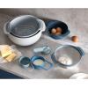 imageJoseph Joseph Nest 9 Plus 9 Piece Compact Food Preparation Set with Mixing Bowls Measuring cups Sieve and Colander Editions Range Sage GreenBlue