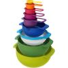 imageJoseph Joseph Nest 9 Plus 9 Piece Compact Food Preparation Set with Mixing Bowls Measuring cups Sieve and Colander Editions Range Sage GreenMulticolour