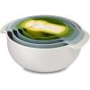 imageJoseph Joseph Nest 9 Plus 9 Piece Compact Food Preparation Set with Mixing Bowls Measuring cups Sieve and Colander Editions Range Sage GreenOpal