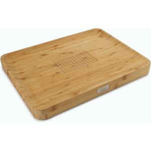 imageJoseph Joseph Cut ampamp Carve Bamboo Cutting Board with Food Grip and Angled Surface Yellow Large