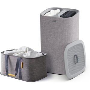 imageJoseph Joseph Laundry 2 piece set  HoldAll 35L92 Gallon collapsible Washing Basket and Tota 60L158 Laundry Separation Hamper with 2 removeable bags  Gray