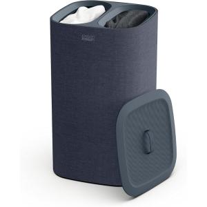 imageJoseph Joseph Tota Trio 90liter Laundry Hamper Separation Basket with Lid and Removable Bags  BlackBlackDark Blue