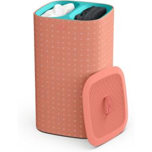 imageJoseph Joseph Tota Trio 90liter Laundry Hamper Separation Basket with Lid and Removable Bags  BlackCoralTurquoise