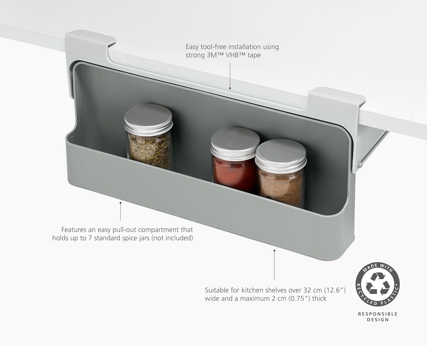 imageJoseph Joseph CupboardStore UnderShelf Spice Rack  SpaceSaving Kitchen Organizer Made from Recycled PlasticSpice Rack