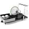 image:imageJoseph Joseph Extend Steel Plus Extendable Dish Rack Steel Small to Large Dish Drainer with Wine Glass Holder amp Drain SpoutBlack