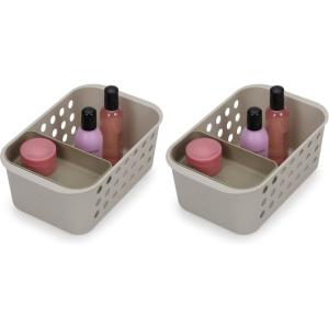 image:imageJoseph Joseph EasyStore  Bathroom essentials Storage Basket Organiser with Moveable tray Ecru Small1 Count Pack of 2