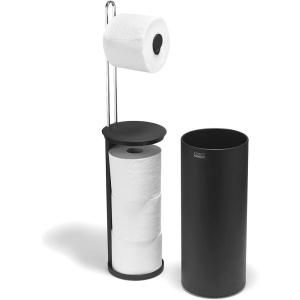 image:imageJoseph Joseph EasyStore Toilet Paper Holder Stand Concealed Storage Holds 3 Spare Rolls Matt BlackBlack