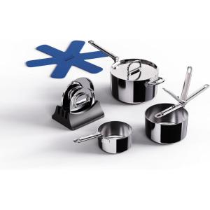 image:imageJoseph Joseph Space Steel 6Piece Stainless Steel Sauce Pan Set with Lids Nesting with Folding Handles Induction amp Oven Safe6pc