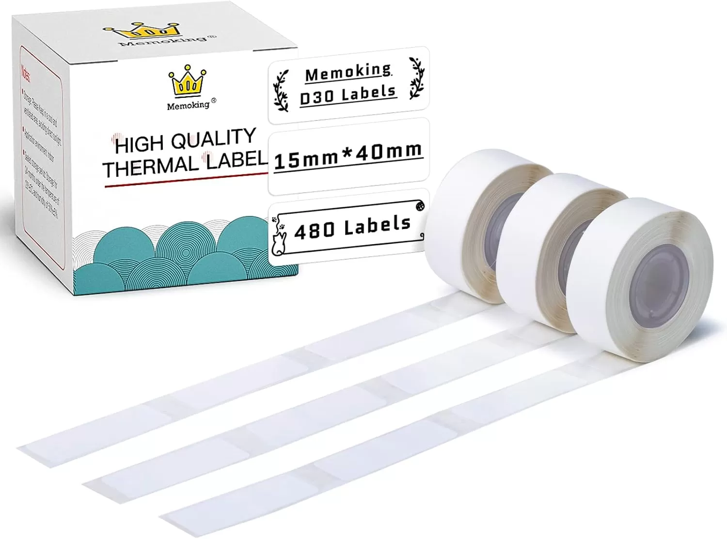 imageD30 Label  White Label Maker Tape StrongAdherence Label Thermal Printer Paper 15x40mm059x157inch for Name Price Folder Storage Compatible with MemokingPhomemo D30 Label Printer 3 Rolls15mm x 40mm
