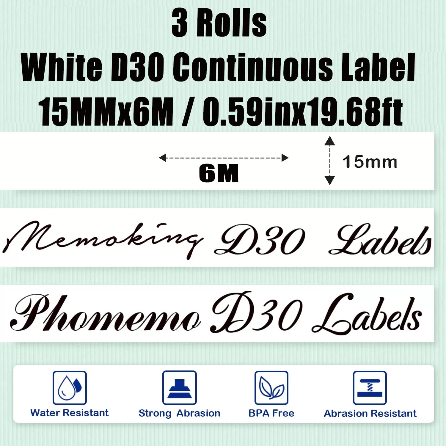 imageD30 Label Maker Tape Continuous  3 Rolls White Continuous D30 Label Paper Roll  Memoking D30 Labels Refills Compatible with Phomemo Zodzi D30 Label Maker Tape Continuous  15MM x 6M  059inx1968ft