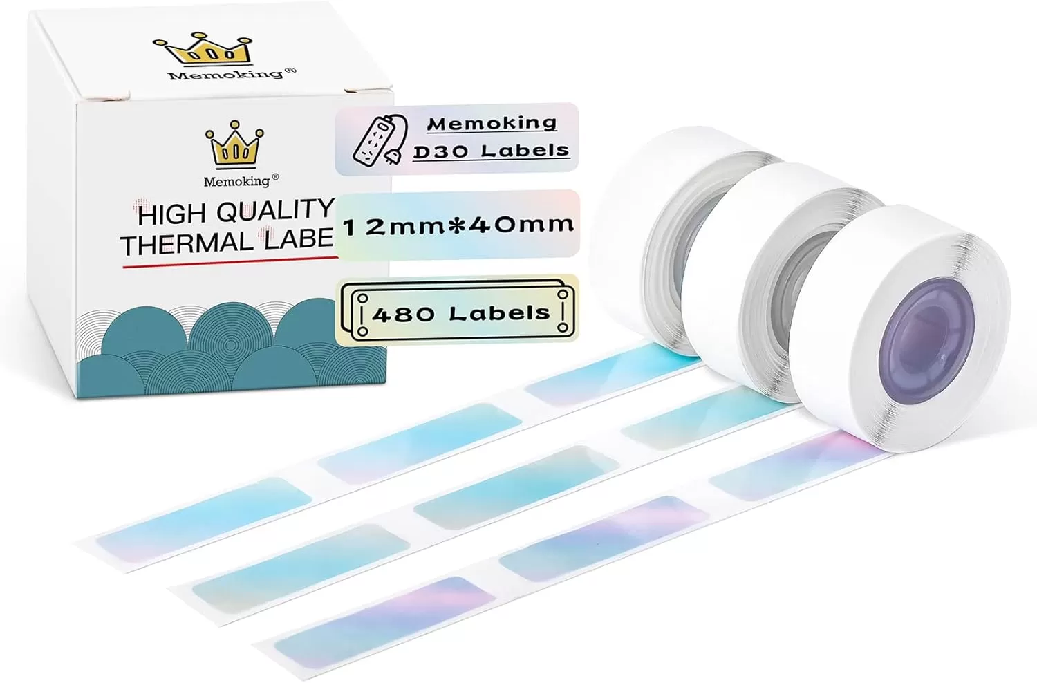 imageD30 Labels  Mermaid Gradient Color Thermal Labels SelfAdhesive Sticker Label for Home Office Business Compatible with MemokingPhomemo D30 Label Maker 12x40mm047x157inch 3 Rolls
