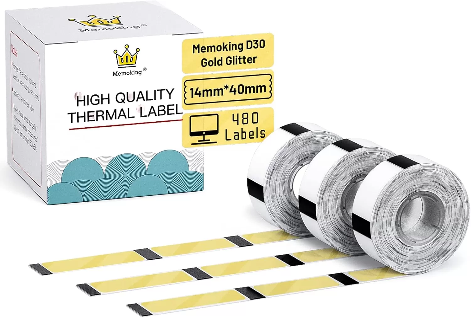 imageD30 Labels  Silver Glitter Thermal Printer Paper SelfAdhesive Mini Sticker Paper for Home Office Business Compatible with MemokingPhomemo D30 Label Maker 14x40mm055x157inch 3 RollsGold