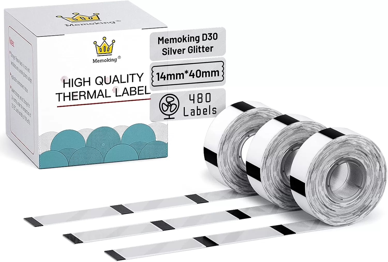 imageD30 Labels  Silver Glitter Thermal Printer Paper SelfAdhesive Mini Sticker Paper for Home Office Business Compatible with MemokingPhomemo D30 Label Maker 14x40mm055x157inch 3 RollsSilver