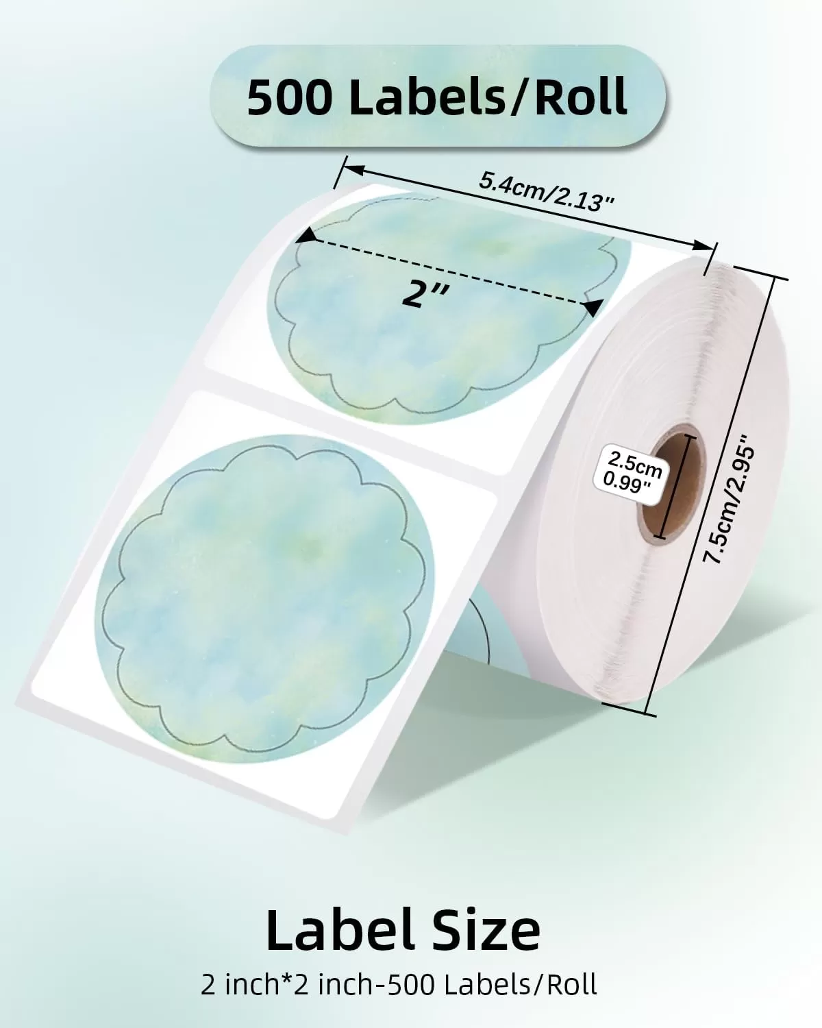imageMemoking 2 Wavy Thermal Labels  Flower Shape Sticker Label SelfAdhesive Direct Thermal Label for Thanks Card Logo Name Price Address QR Code 500 Labels Gradient BlueGreen