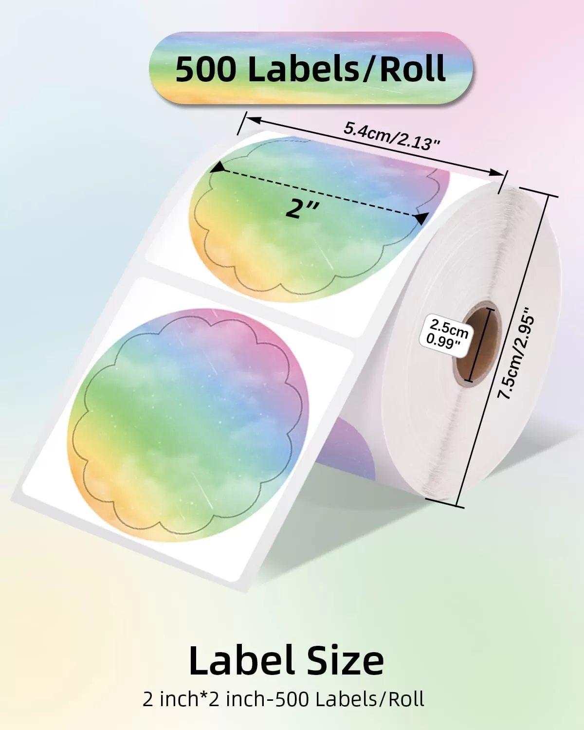 imageMemoking 2 Wavy Thermal Labels  Flower Shape Sticker Label SelfAdhesive Direct Thermal Label for Thanks Card Logo Name Price Address QR Code 500 Labels Gradient Multicolor