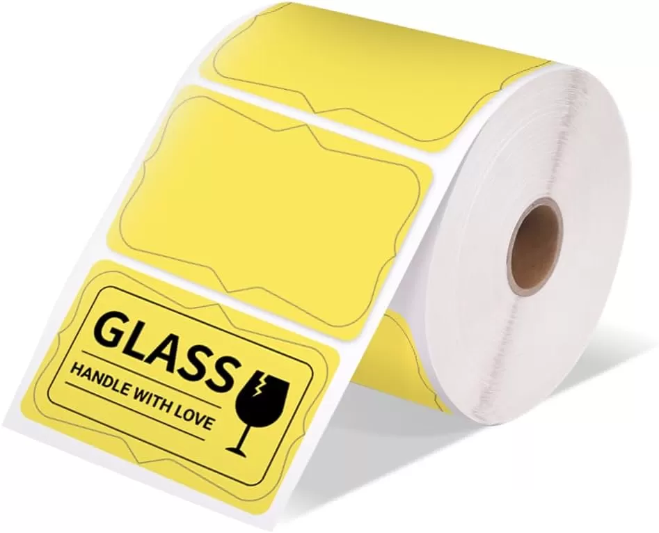 imageMemoking 3x2 Thermal Sticker Label SelfAdhesive Personalized Shape Labels Direct Thermal Printer Label for Logo Design NamePrice Tag Thanks Card Address QR Code 500 LabelsRoll Yellow