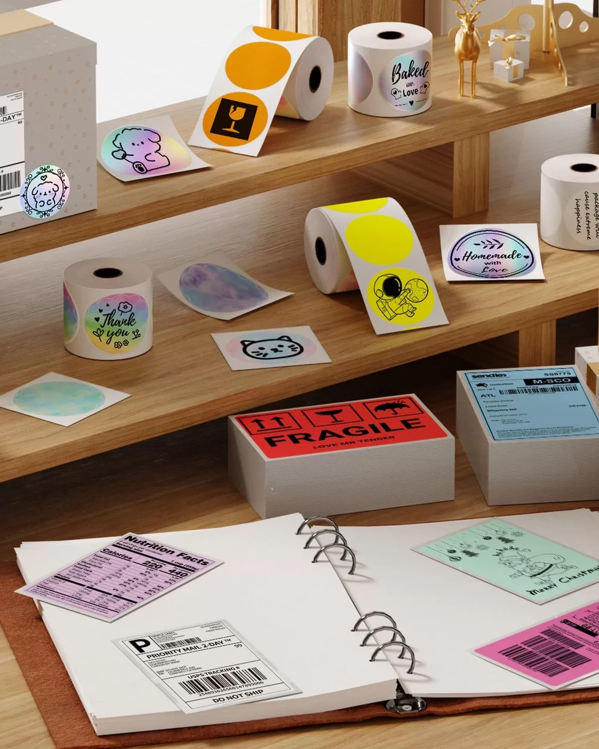 imageMemoking 3x2 Thermal Sticker Label SelfAdhesive Personalized Shape Labels Direct Thermal Printer Label for Logo Design NamePrice Tag Thanks Card Address QR Code 500 LabelsRoll Yellow