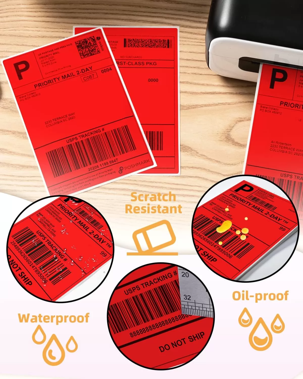 imageMemoking 4x6 Thermal Direct Shipping Label  4x 6 FanFold Labels for Shipping Labels Barcodes Address Mail Product Logo LabelsSmall Business Labeling Green 500pcsRed