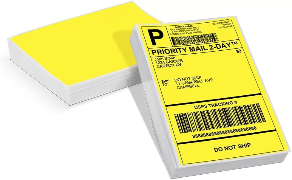 imageMemoking 4x6 Thermal Direct Shipping Label  4x 6 FanFold Labels for Shipping Labels Barcodes Address Mail Product Logo LabelsSmall Business Labeling Green 500pcsYellow